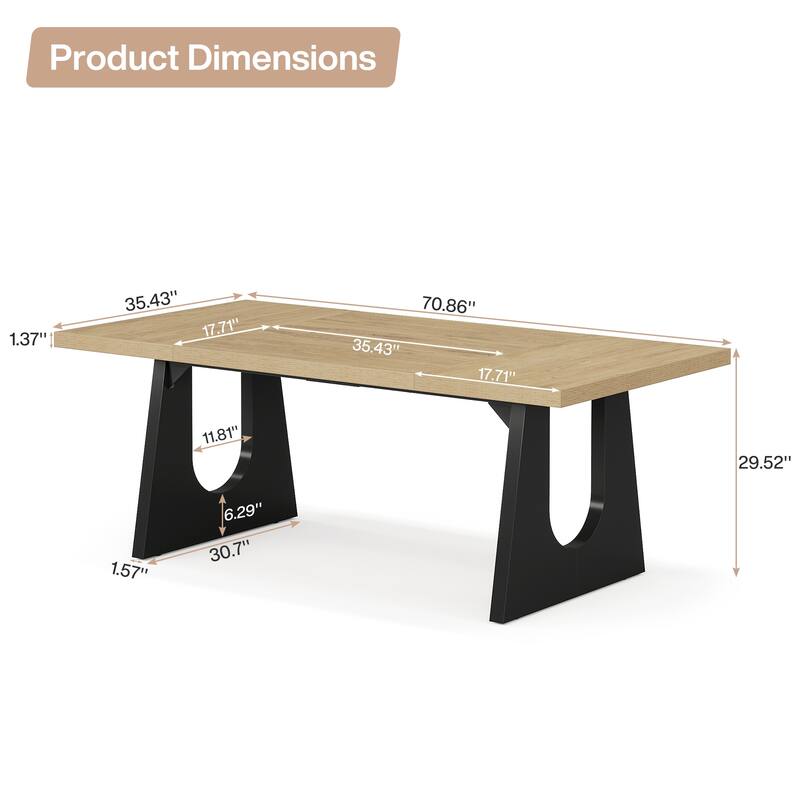 Large Dining Table Wood Oak Rectangular Farmhouse Center Kitchen