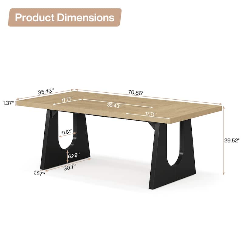 Oak Large Dining Table Wood Rectangular Kitchen Table for Dining Room