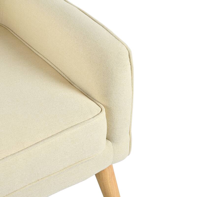 Mid-Century Modern Armchair - Tufted Fabric Accent Chair with Solid Wood Legs- Classic Button-Tufted Back & Tapered Design