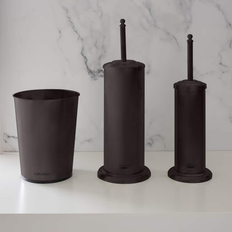 Bath Bliss Trash Can, Toilet Brush and Plunger 3 Piece Bathroom Set - 3 Piece Set
