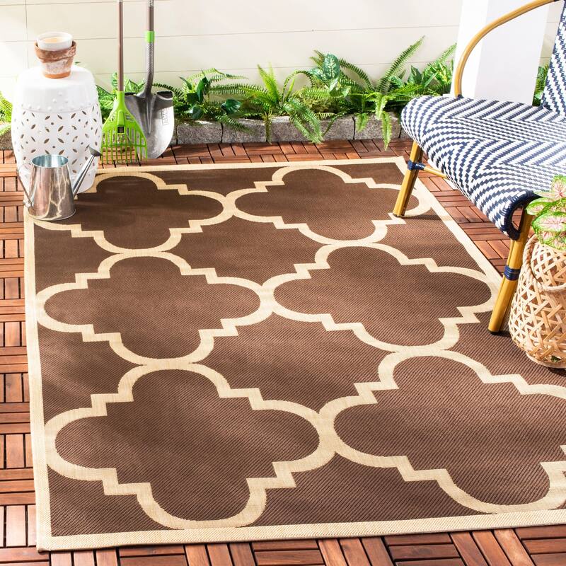 SAFAVIEH Courtyard Maryanne Indoor/ Outdoor Waterproof Patio Backyard Rug - 2' x 3'7" - Dark Brown