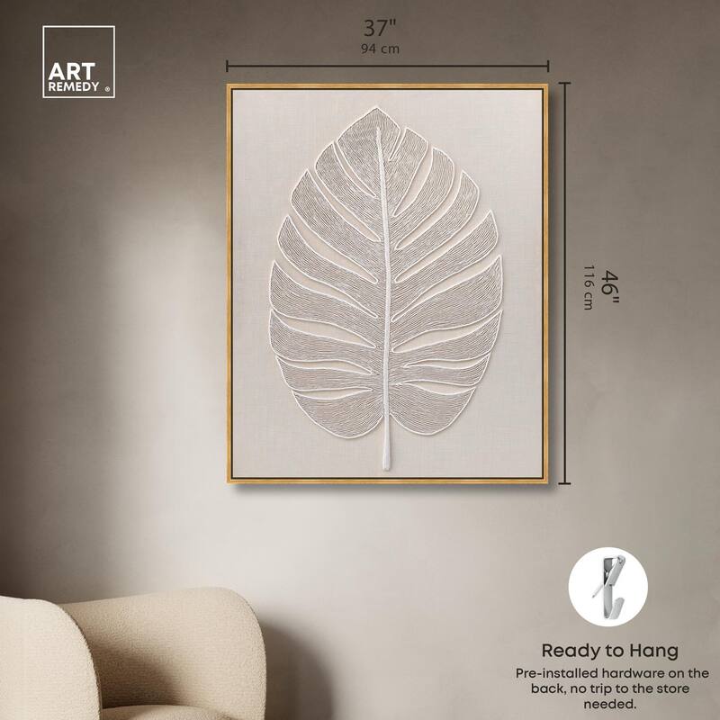 Linen Leaf I Canvas by Art Remedy