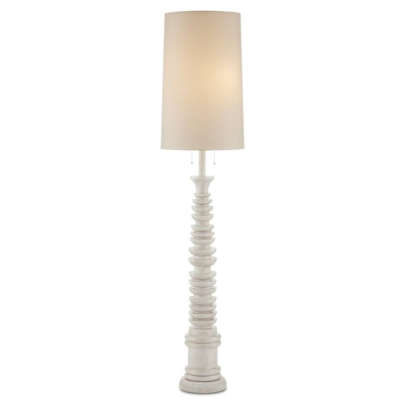 Currey & Company Malayan White Floor Lamp - 80"h x 18"dia. - 80"h x 18"dia.