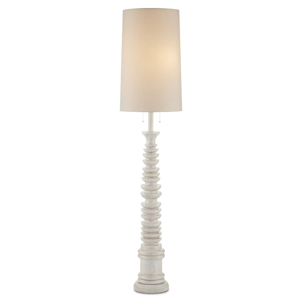 Currey & Company Malayan White Floor Lamp - 80"h x 18"dia.