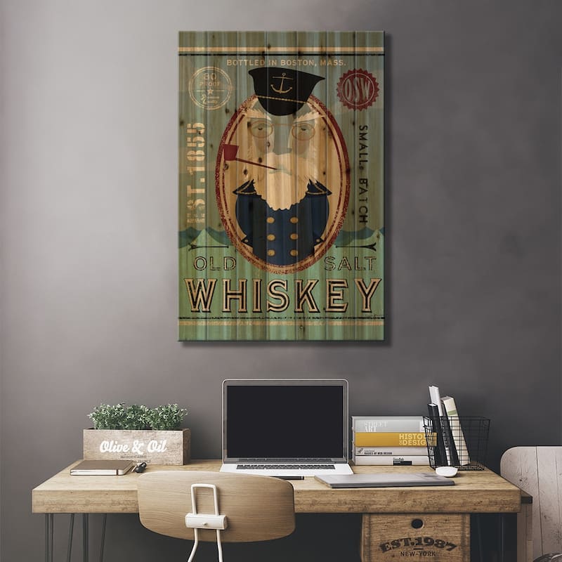 Old Salt Whiskey (Fisherman III) Print On Wood by Ryan Fowler - Multi-Color