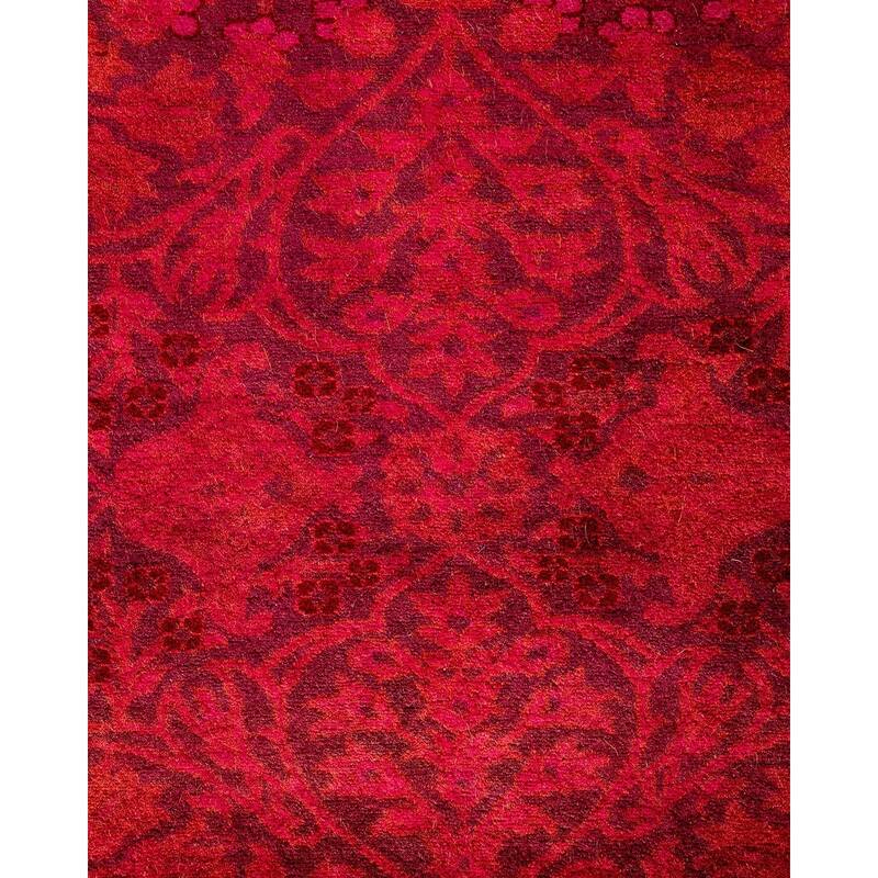 Overton Hand Knotted Wool Vintage Inspired Modern Contemporary Overdyed Pink Runner Rug - 2' 7" x 9' 6"