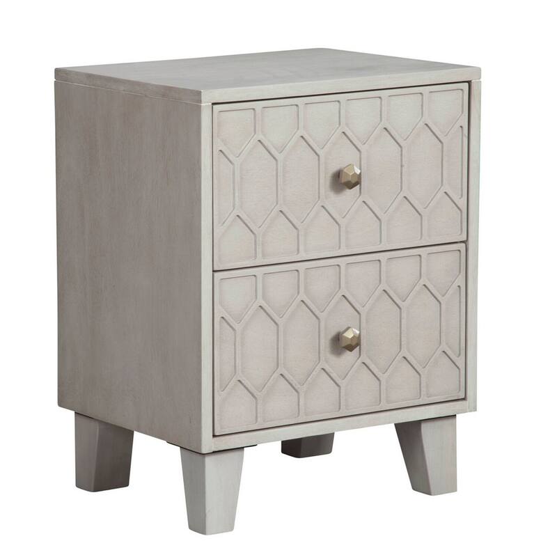 Light Gray 2 Drawer 20 in. W Nightstand with Sturdy Hardware and Ample Storage