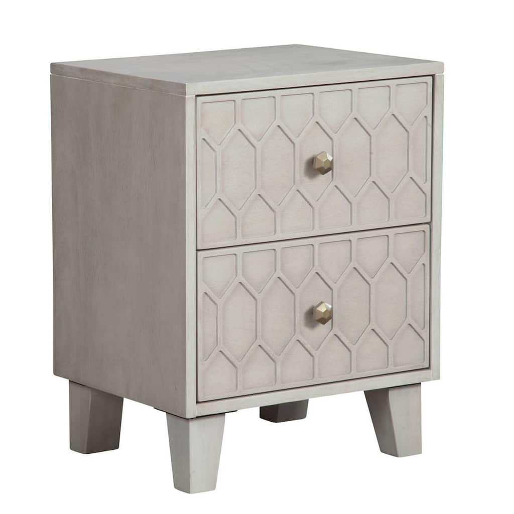 Light Gray 2 Drawer 20 in. W Nightstand with Sturdy Hardware and Ample Storage