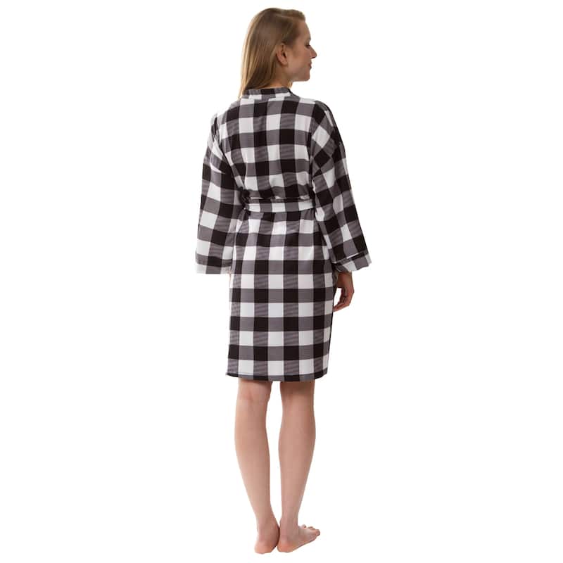 Buffalo Plaid Robe, Women's Plaid Robe Knee Length