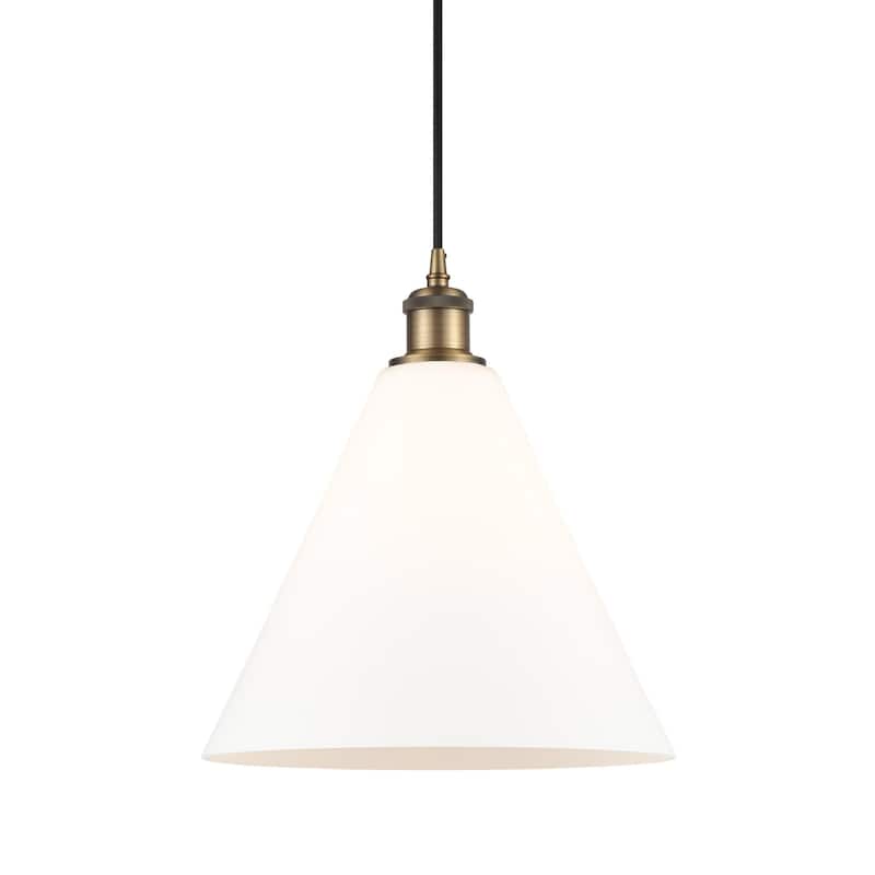 Innovations Lighting 516-1P-15-12 Berkshire Pendant Berkshire 12" Wide - Matte White / Brushed Brass