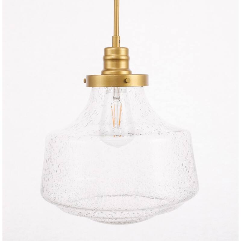Klyli 11-inch 1-light Clear Seeded Glass Hanging Pendant