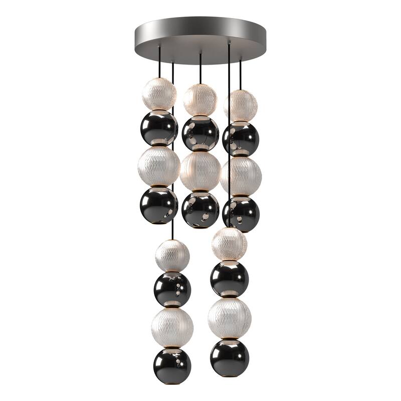 Alora Lighting MP321805 Onyx 15" Wide LED Multi Light Pendant - Polished Nickel