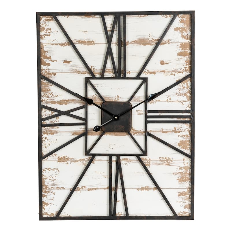 Glitzhome Antique Farmhouse Oversized Wooden Wall Clock - 24 x 31.5 x 2 - 32"H