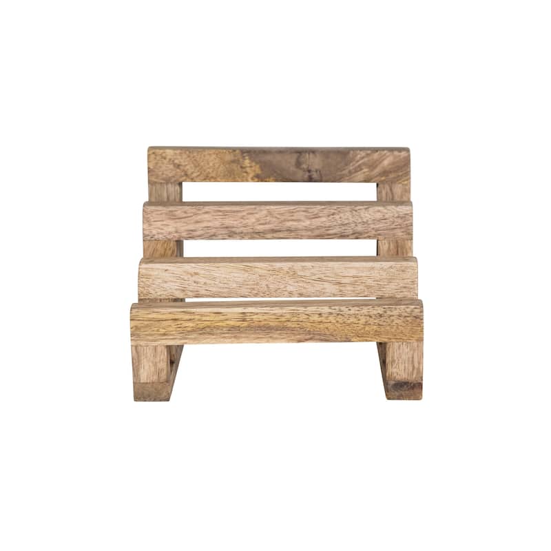 Mango Wood Cutting Board Stand with 3 Sections - 6.0"L x 6.0"W x 4.5"H