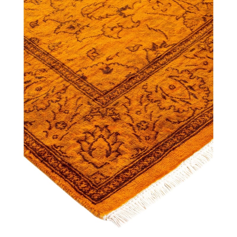 Fine Vibrance, One-of-a-Kind Hand-Knotted Runner Rug - Gold, 2' 5" x 9' 10" - 2' 5" x 9' 10"