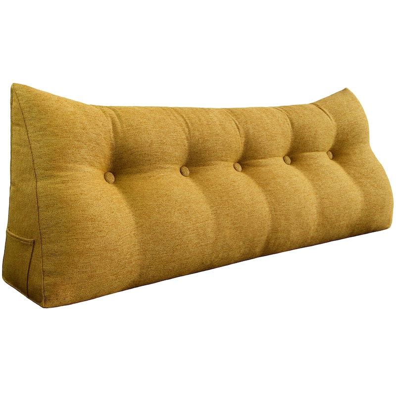 WOWMAX Large Bed Headboard Pillow Back Support Reading Wedge Cushion - Yellow