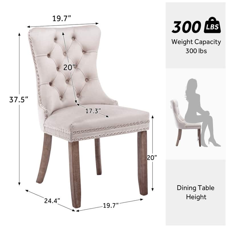 Solid Wood Velvet Upholstered Dining Chair Set of 6