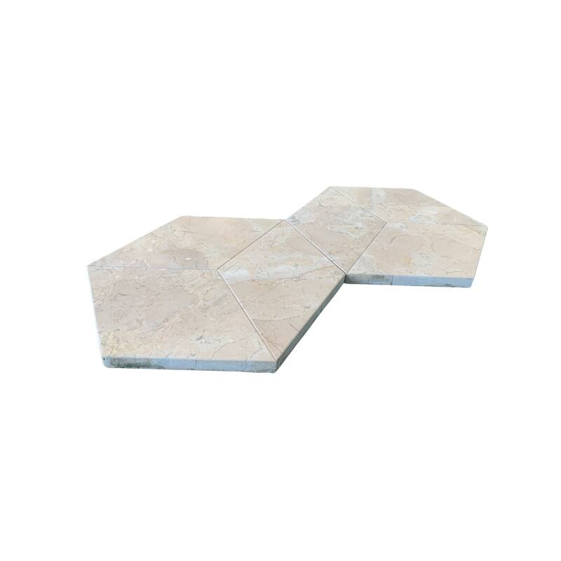 Roomfitters Hexagon Natural Marble Tile, Honed Stone for Wall and Floor, Genuine Marble, 12-Piece Box, Gold Yellow Beige