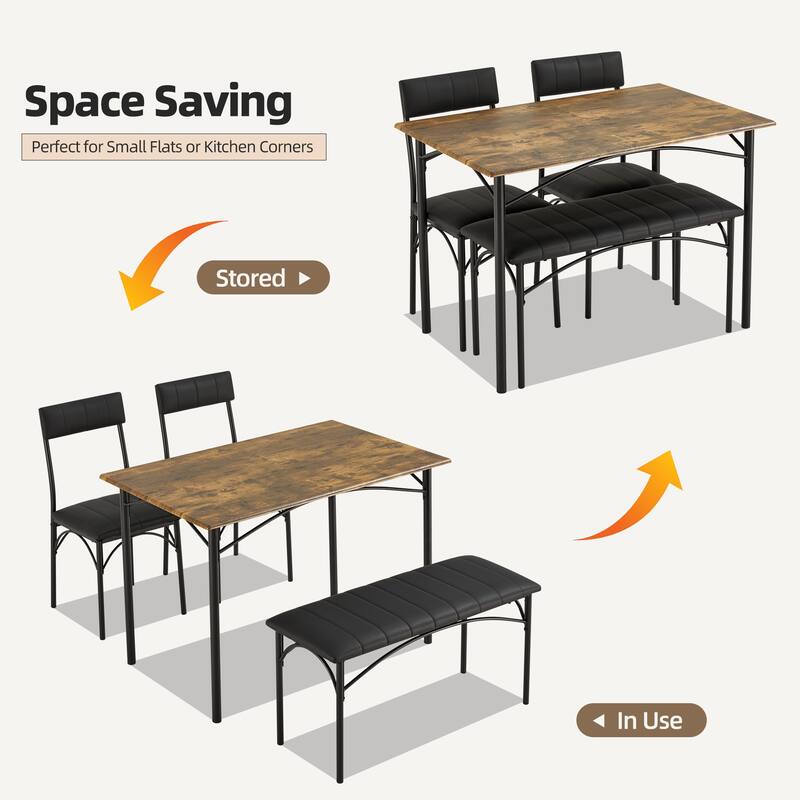 Space-Saving Dining Table Set,Ideal for Small Spaces - Featuring a Stylish Faux Marble or Wood Grain Table with Modern Chairs