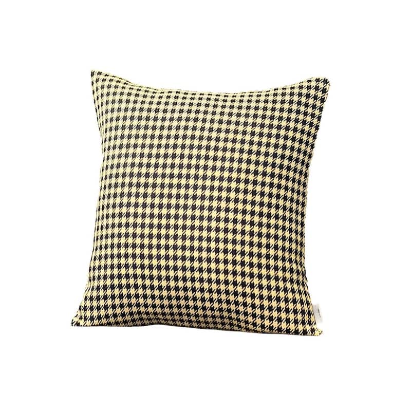 HomeRoots Set Of Two 18" X 18" Yellow Polyester Houndstooth Zippered Pillow