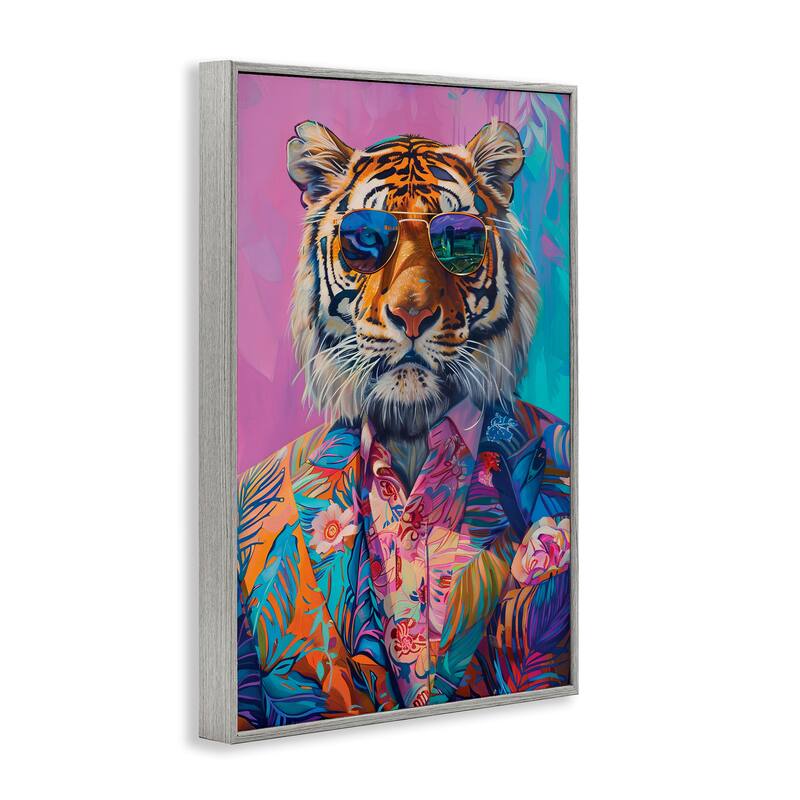 Stupell Bright Tropical Fashion Tiger Framed Giclee Art Design By LSR Design Studio