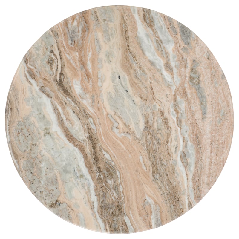 SAFAVIEH Couture Tylee Round Marble Coffee Table - 36"W x 36"D x 16"H - Brown/Natural