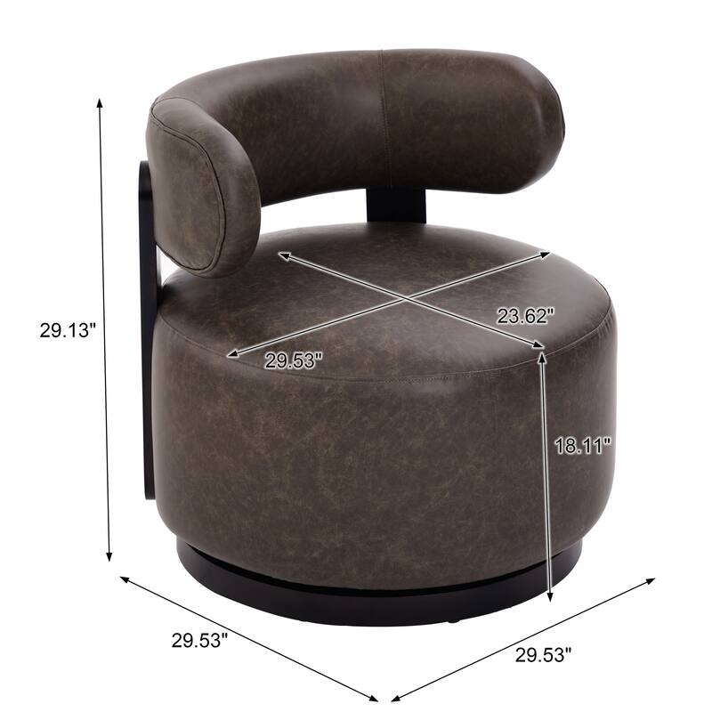 Christopher Knight Home -Modern PU Upholstered Swivel Club Chair with Wooden Base