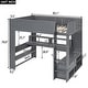 preview thumbnail 5 of 9, Full Size Multi-storage Wood Gaming Loft Bed with Built-in Desk and Charging Station