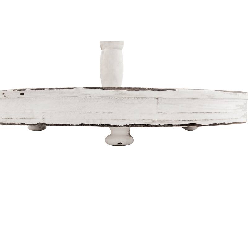 Distressed Wood 2-Tier Tray with Metal Handle