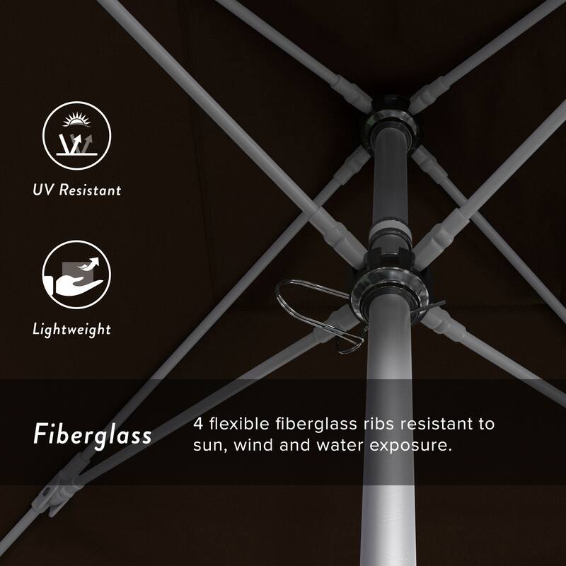 California Umbrella 6' Sq. Aluminum Frame, Fiberglass Rib Patio Umbrella, Push Open, Anodized Sliver Finish, Sunbrella Fabric