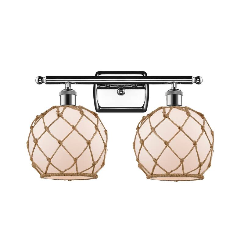 Innovations Lighting Farmhouse Rope 2 Light 16" Wide Bathroom Vanity - Polished Chrome / White / Black