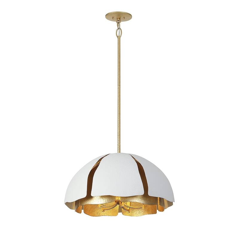 Brewster 5-Light Pendant in Cavalier Gold with Royal White