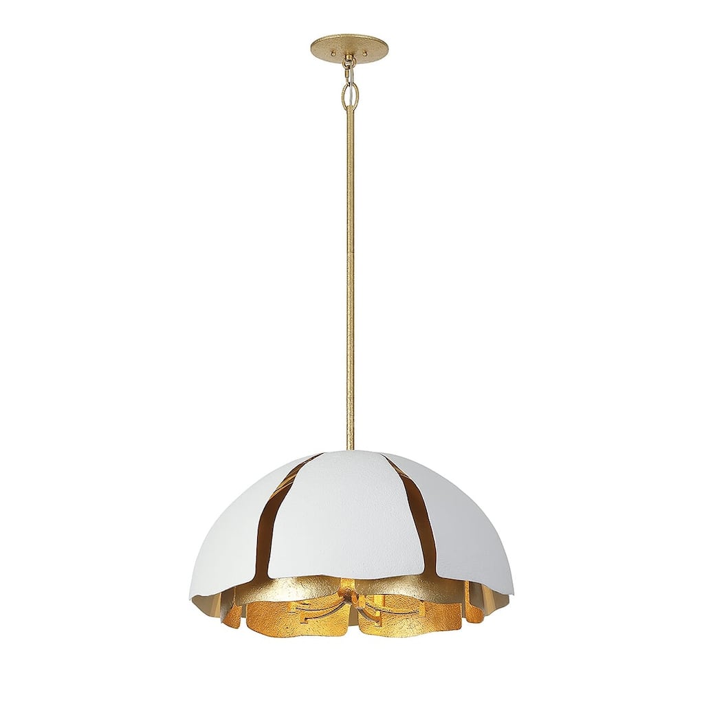 Brewster 5-Light Pendant in Cavalier Gold with Royal White