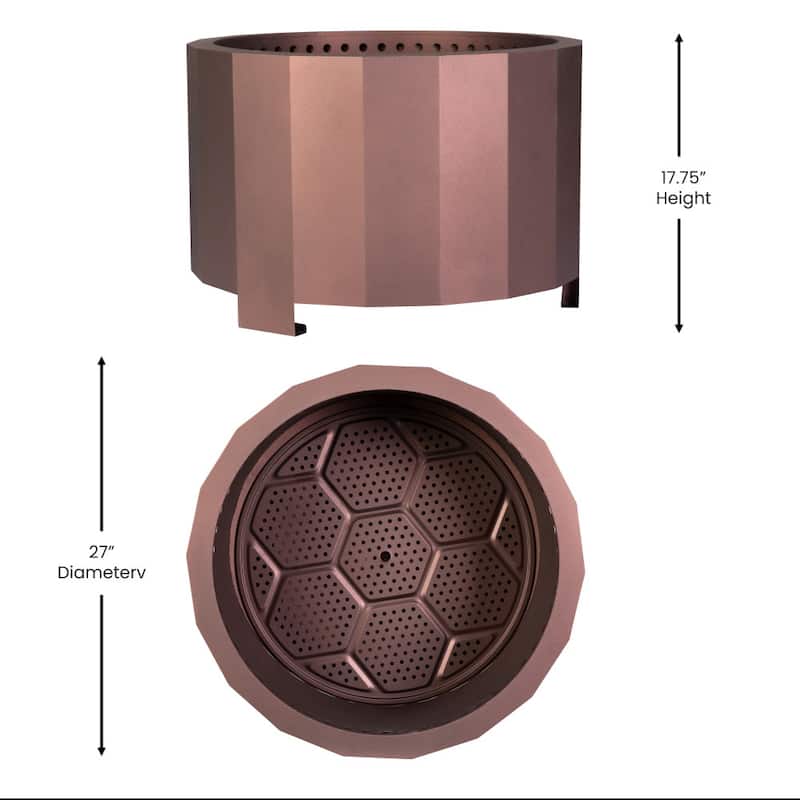 Commercial Grade Outdoor Smokeless Wood Burning Portable Fire Pit - 19.5" or 27"