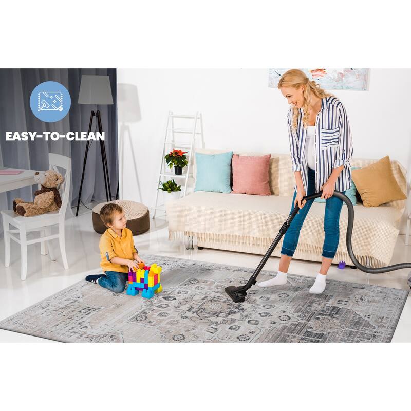 PAYAS Collection 2X3 Medallion Doormat Non-Shedding Rug - 36" D x 24" W x 0.28" H