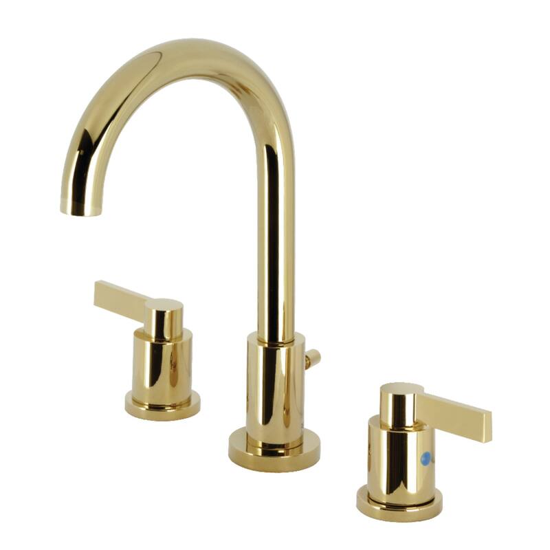 Kingston Brass NuvoFusion Two-Handle 3-Hole Deck Mount Widespread Bathroom Faucet - Polished Brass