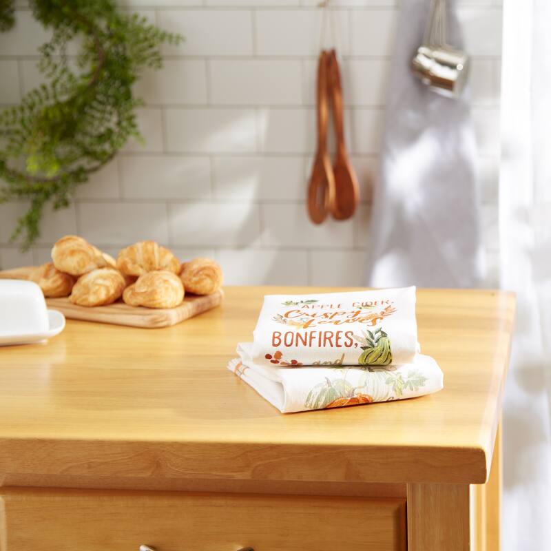 Autumn Pumpkins Printed Dishtowel (Set of 2)