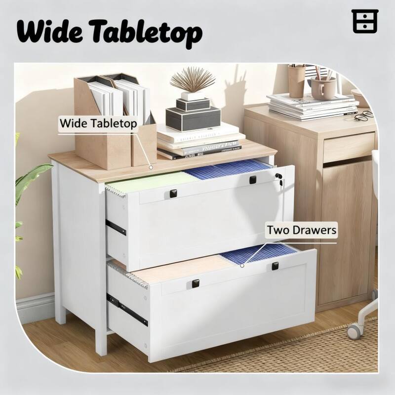 Lateral File Cabinet,Filing Cabinet with Adjustable Hanging Bar,For Home and Office