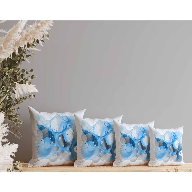 Whimsical Waves Faux Suede Reversible Throw Pillow Blue and Grey