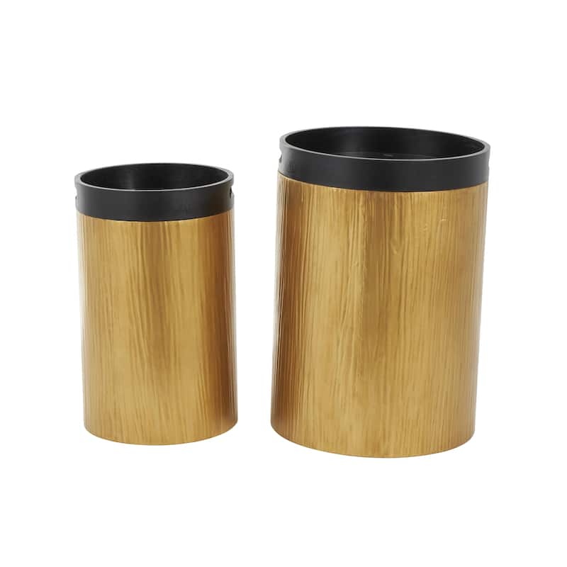 Metal Nesting Accent Table with Black Tray Tabletops - Set of 2 Gold - Roche River Decor