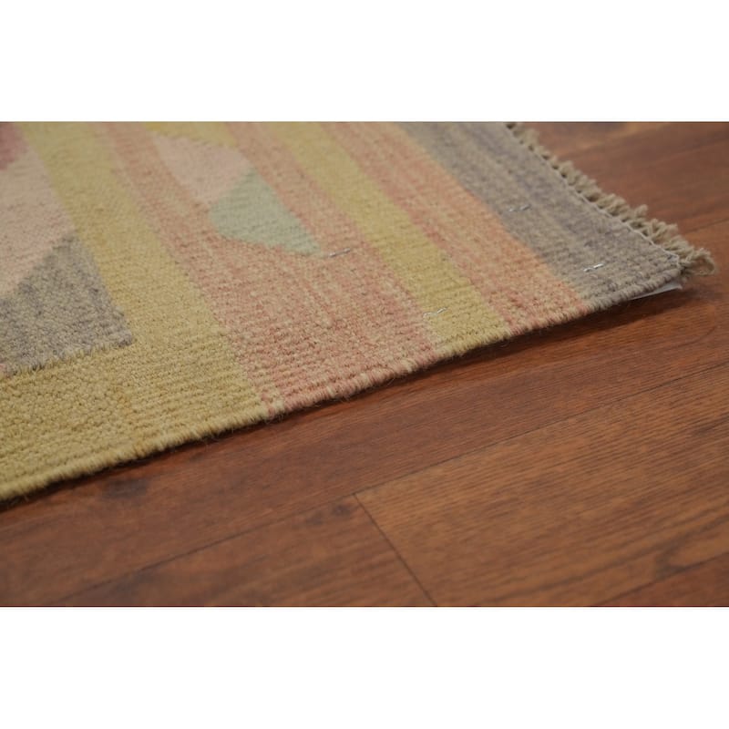 Hand Woven Oriental 100% Wool Carpet Southwestern Tribal Multi-Colored Kilim Area Rug - 8' 0'' X 5' 0''