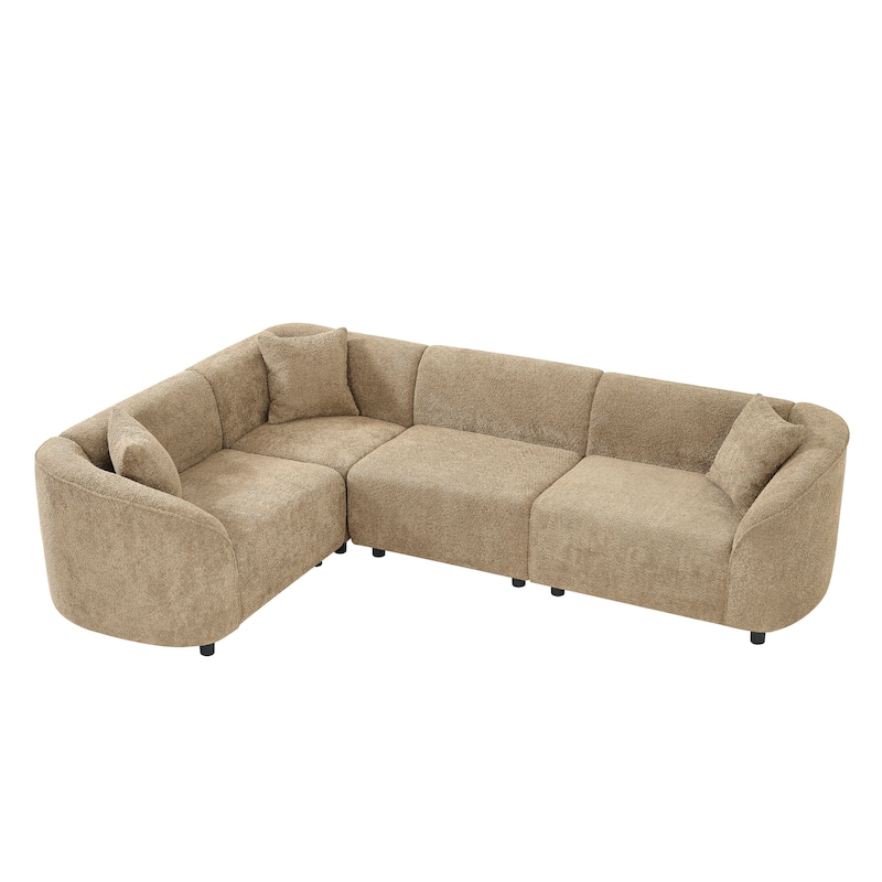 Christopher Knight Home - Marcellus L-Shaped Boucle Curved 4-Seater Sectional Sofa