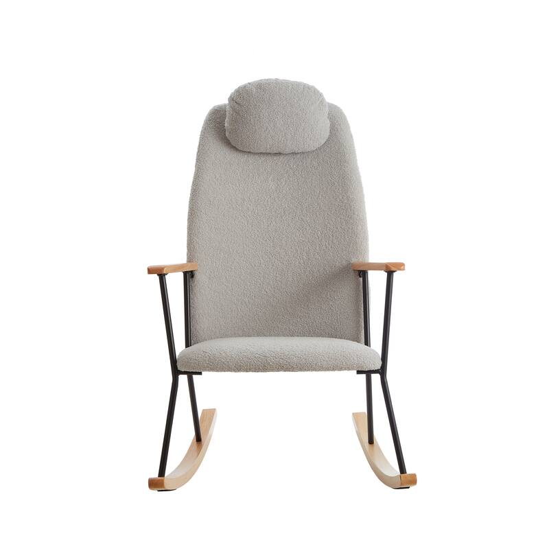 Accent Rocking Chair with Adjustable Headrest Pillow