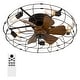 preview thumbnail 30 of 191, 16.5"/18.5"/20"/23.6"/24"/28" Vintage Distressed White Low Profile Caged Ceiling Fan with Light and Remote (7/6/5/3-Blade)