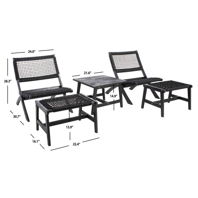 SAFAVIEH Lissy Acacia/ Rope Outdoor Chair & Table Set - 24W x 28D x 31H