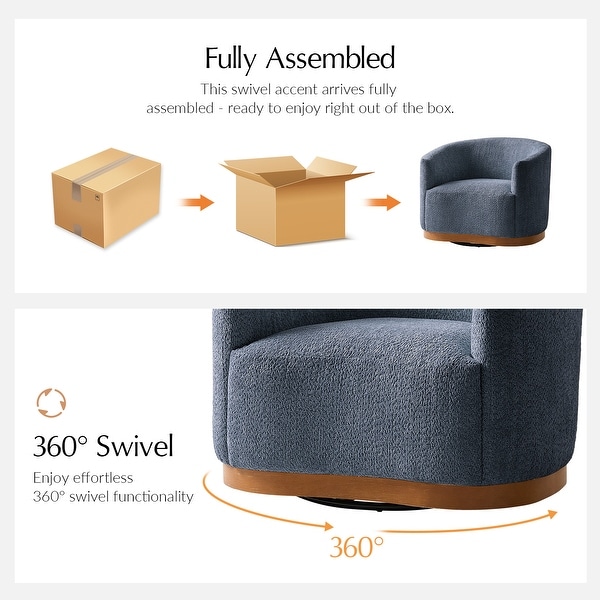 HULALA HOME Gema Modern Swivel Chenille Ergonomic Barrel Chair