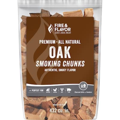 Fire & Flavor Premium All Natural Smoking Wood Chunks, 4 Pounds, Oak