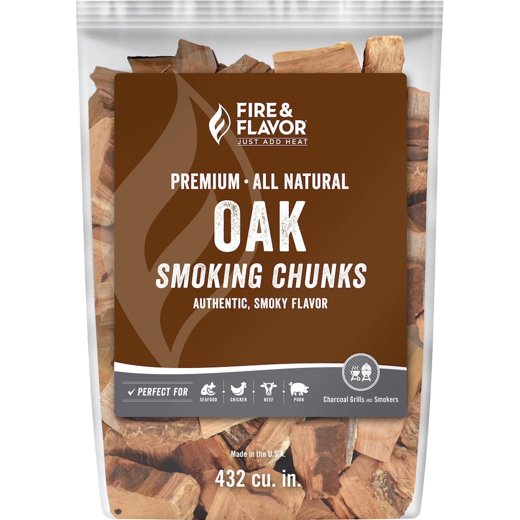 Fire & Flavor Premium All Natural Smoking Wood Chunks, 4 Pounds, Oak