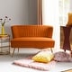 preview thumbnail 100 of 114, HULALA HOME Monica Modern Velvet Curved Tufted Back Loveseat with Metal Tapered Legs ORANGE