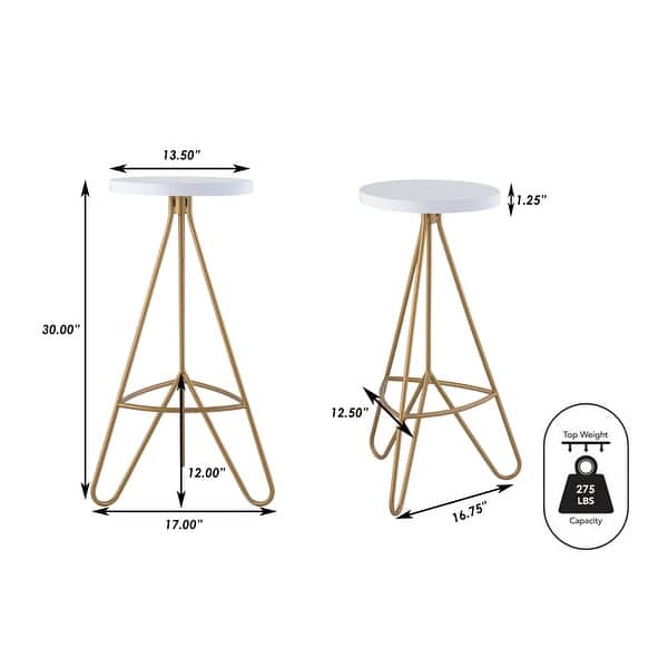 dimension image slide 1 of 4, Trinity Modern Round Metal Backless Bar Stool with Hairpin Legs and Integrated Footrest for Kitchen Island & Home Bar